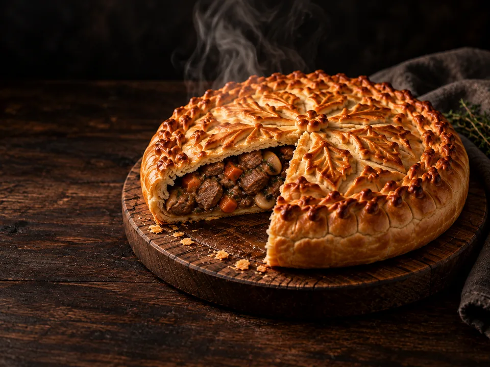 Пирог с говядиной и луком