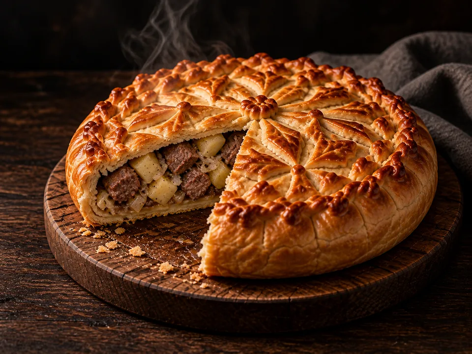Пирог с мясом и картофелем