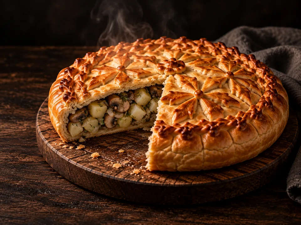 Пирог с картофелем и грибами